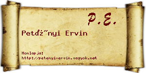Petényi Ervin névjegykártya
