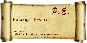 Petényi Ervin névjegykártya